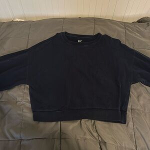 Navy blue cropped crewneck sweatshirt